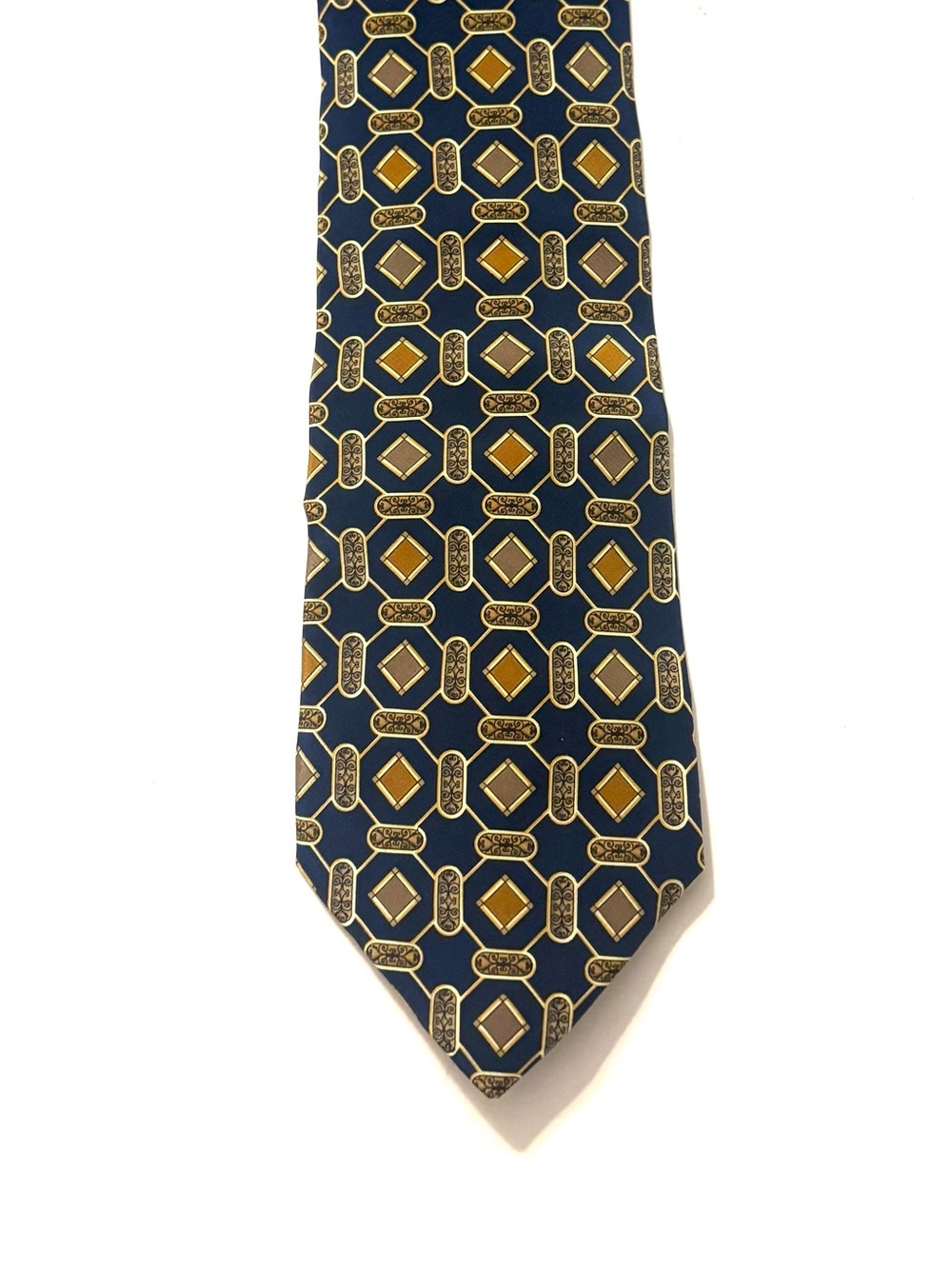 VALENTINO Silk Tie, navy and gold